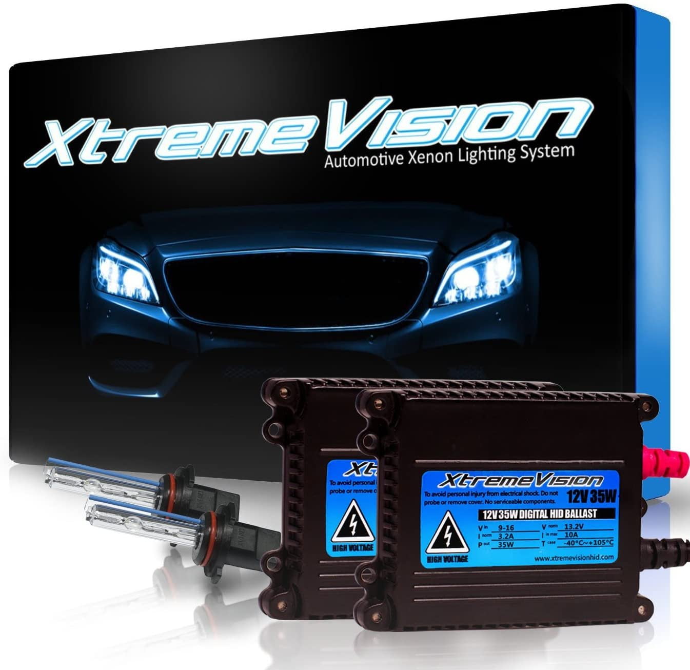 XtremeVision H10 9140/9145 and 35W Premium Slim Ballast Light Blue HID Xenon Bulb 1 Pair 6000K Bundle with 6K 1 Pair 