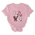 thumbnail image 6 of ICHUANYI Women's Shirts Fashion Casual Short Sleeve Crew Neck Tops Valentine's Day Print T-shirt Cloth New Trending, 6 of 6