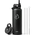 thumbnail image 1 of BUZIO 40oz Reusable Stainless Steel Water Bottle, Vacuum Insulated, Wide Mouth Sports Bottle with Straw Lid, BPA Free, 1 of 7
