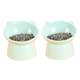 thumbnail image 4 of chaungfeng 1PC Tilted Elevated Cat Food Bowl - Cats Bowls Whisker Friendly Anti Vomiting Slanted Plastic Feeding Bowls Cute Shallow(Tall Cat Bowl-Green), 4 of 4