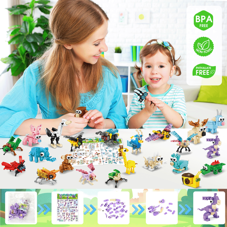 MOONTOY Advent Calendar 2025 Kids, STEM Animal Building Blocks