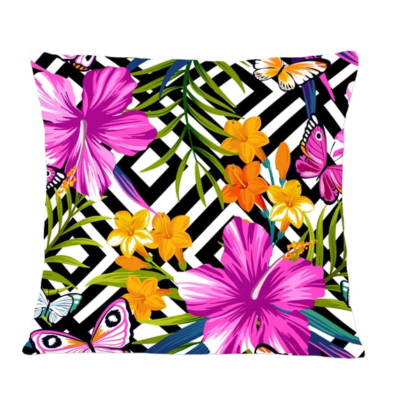 Designart Tropical Foliage And Geometrics' Mid-Century Modern Throw Pillow - 12x20