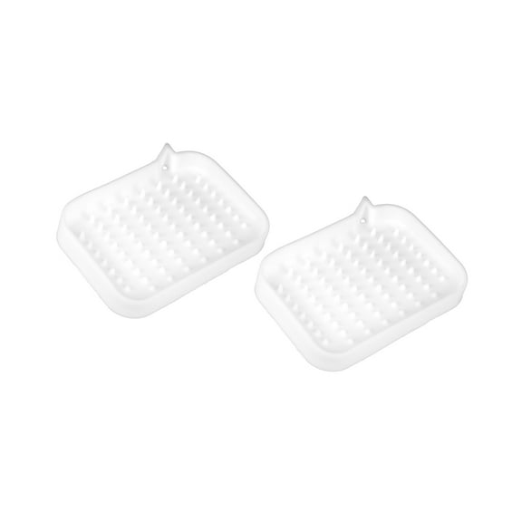 Unique Bargains Soap Dish Soap Cleaning Storage Home Bathroom Kitchen Silicone White 2 Pcs
