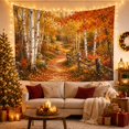thumbnail image 3 of Autumn Birch Trees on a Forest Path with Golden Leaves, Peaceful Impressionist for Nature Lovers, Tranquil Forest Art Decor, Housewarming Gift, Tapestry Wall Hanging for Bedroom and Living Room, 3 of 7