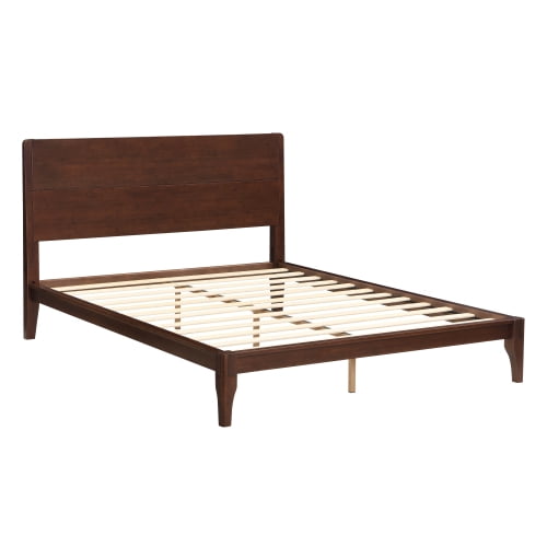 Euroco Mid-Century Queen Size Platform Bed, Bamboo Wood Bed for Bedroom, Chocolate