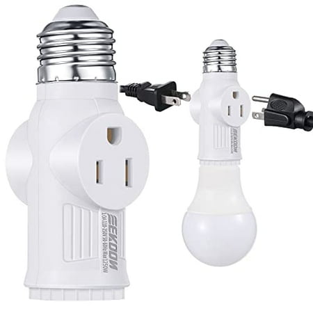 3 Prong Light Socket Adapter E26 Light Bulb Outlet Adapter Polarized Light Socket to Plug Adapter White Light Bulb to 2 3 Prong Outlet Plug Splitter Converter for Garage Porch CCTV Camera Walmart