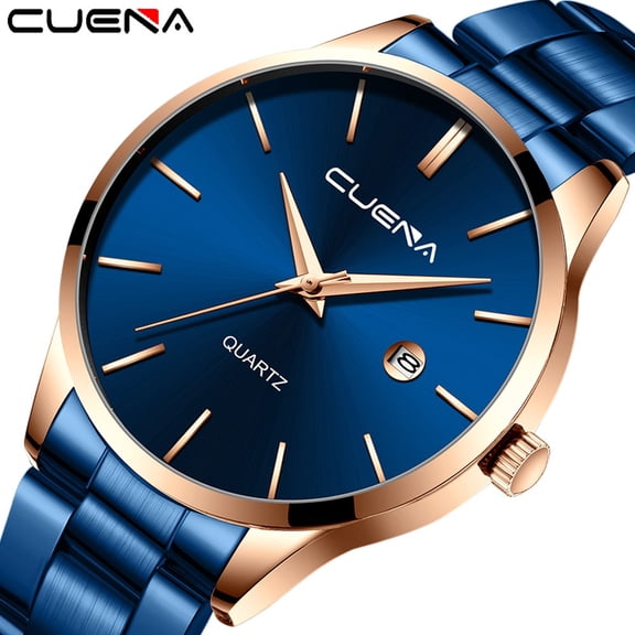 Resicozy Men's Quartz Watch Stainless Business Classic Dress Watches Round Display Date Wrist Watches Blue
