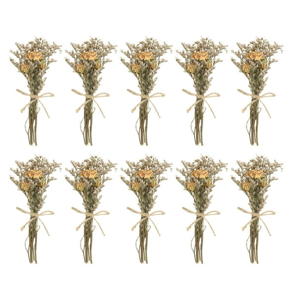 Uxcell 10 Pcs Mini Rose Dried Flower Bouquet Baby's Breath Boho DIY Gift Cream