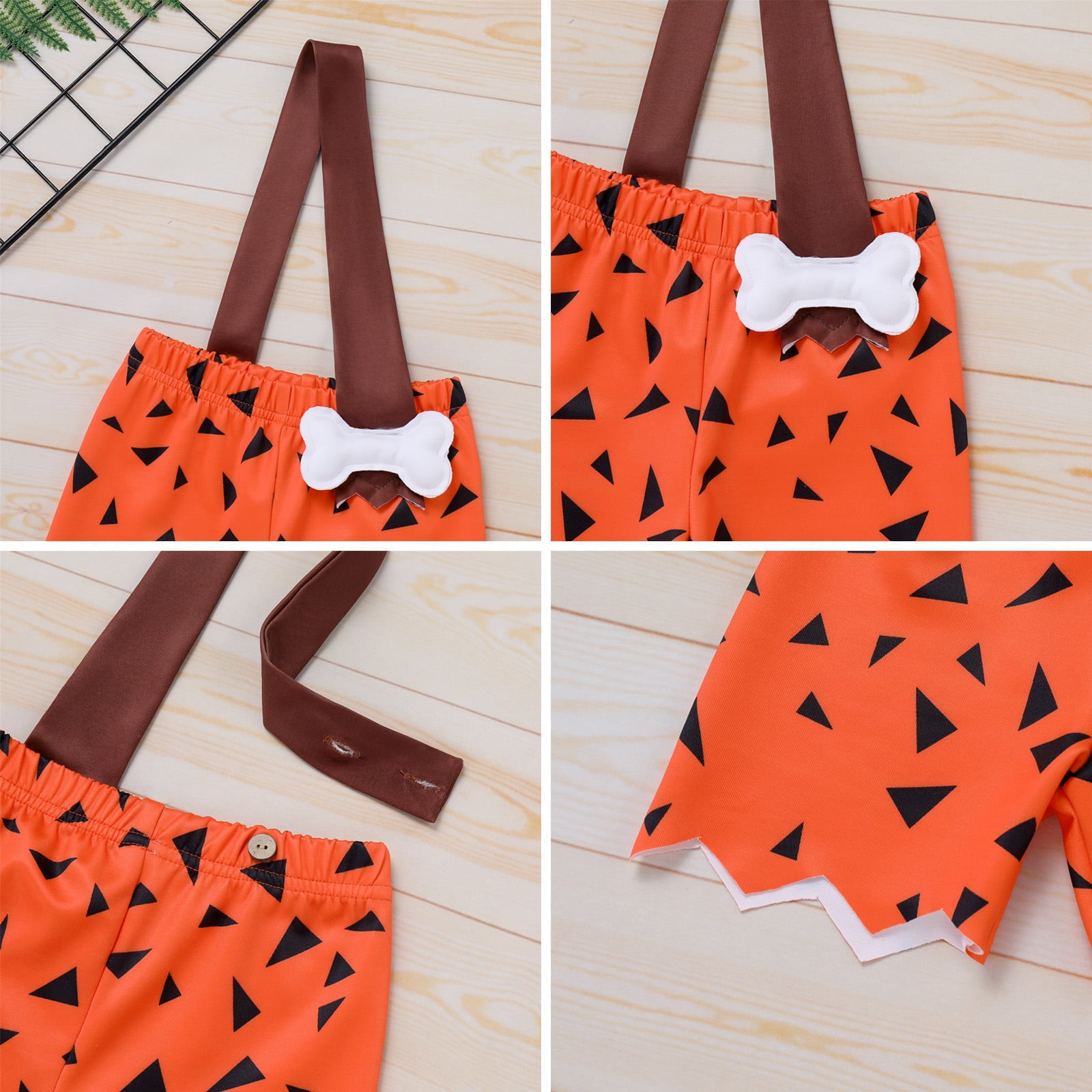 IWEMEK Boy Costume Cavman Cosplay Prehistoric Shorts with Club Bam Bam Dog Bone Dress Up Outfit for Toddler Boys