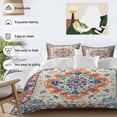 thumbnail image 4 of Boho Orange Blue Bedding 3 Piece Duvet Cover Set California King, Ethnic Vintage Boho Geometric Art Soft Microfiber Comforter Cover with Zipper Closure & Pillowcases, FadeResistant Quilt Cover, 4 of 9