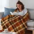 thumbnail image 4 of Orange Buffalo Plaid Fleece Throw Blanket for Couch, Fall Thanksgiving Checkered Microfiber Flannel Blanket for All Season, Lightweight Soft Throw Blankets for Gifts, Home Decor, 32"x47", 4 of 9