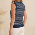 thumbnail image 6 of Women's Striped Knit Sweater Vest Crew Neck Sleeveless Side Split Loose Fit Casual Layering Spring Fall Office Daily Tops 2026, XL, 6 of 7