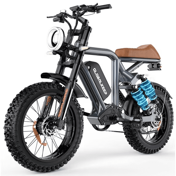 20" Fat Tire Dual Peak 1500W E-Mountain Bicycle, 48V 15.6Ah Battery 32MPH Electric Dirt Bike for Adults, Full Suspension Hydraulic Disc Brakes, 7-Speed, UL2849