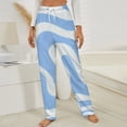 thumbnail image 3 of Blue White Abstract Wavy Pattern Winter Female Pants Flannel High Waist Women Pants Lady Warm Straight Leg Plush Trousers, 3 of 7
