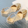 thumbnail image 4 of Splozh Girls' Sandals Girls High Heels Dress Shoes Party Wedding Church Mary Janes Princess Shoes Gold,US 10.5, 4 of 7