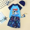 thumbnail image 2 of Gaexia Toddler Boys Swimsuit Rash Guard Dolphin Print Long Sleeve Swim Shirt + Trunks Set Bathing Suit Sun-Protective Swimwear Set Swimming Lessons (g-Blue,4-5 Years), 2 of 7