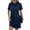 Blue, variant on Women'S Summer Short Lace Sleeve T Shirt Dress Casual Crew Neck Pleated Front Shift Dresses Green S