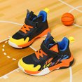 thumbnail image 2 of Boys Basketball Shoes Fashion Color Block Nonslip Tennis Athletic Shoes Casual Comfy Arch Support Mesh Sneakers Orange 7 Toddler, 2 of 5