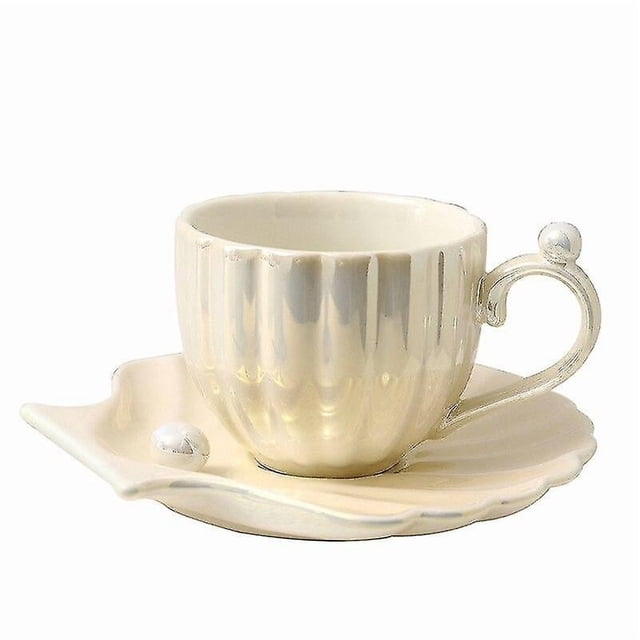 Set de café y té HUOGUO, taza y platillo de porcelana, color blanco