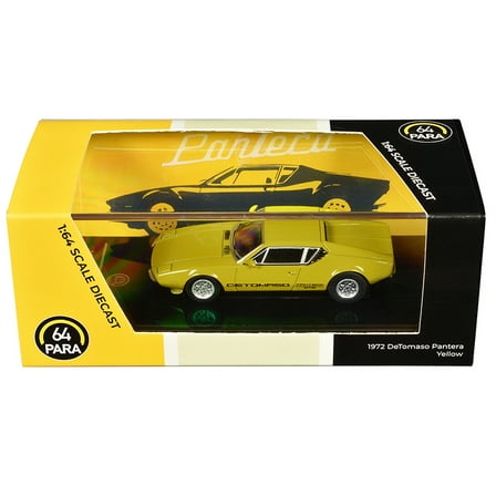 1972 De Tomaso Pantera Yellow 1/64 Diecast Model Car by Paragon Models