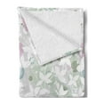 thumbnail image 2 of Floral Soft Flannel Fleece Throw Blanket, Spring Seamless Pattern with Flowers in Vintage Style Artwork Print, Cozy Plush for Indoor and Outdoor Use, 60" x 80", White and Reseda Green, by Ambesonne, 2 of 5