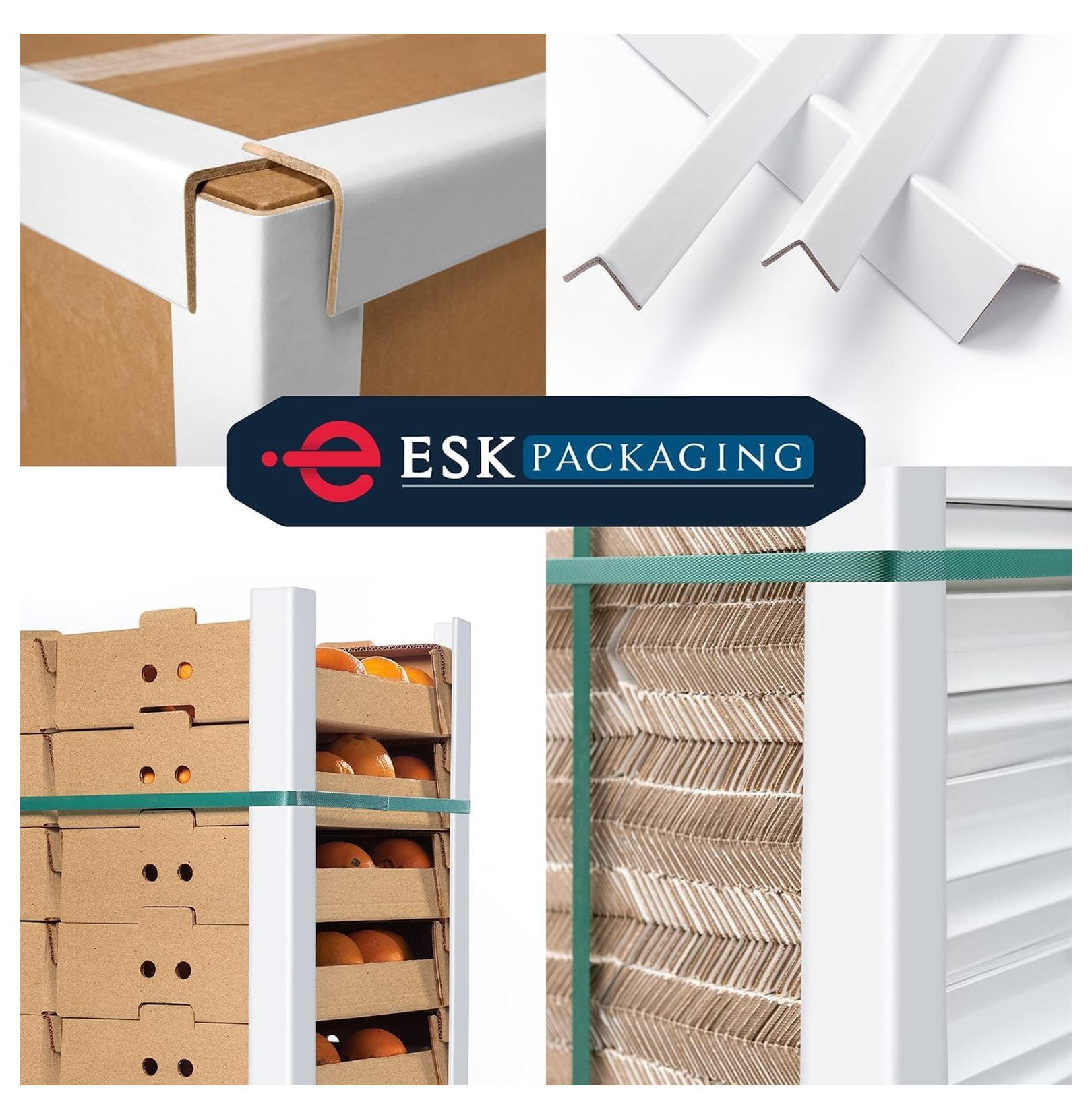 Cardboard Edge Protectors for Shipping - 2"W x 2"D x "L, Light Duty .120 ga, Pallet Corner Protectors, Angle Boards, White, 50/Pack