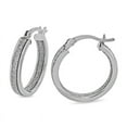 Sterling Silver Glitter Hoop Earrings Set