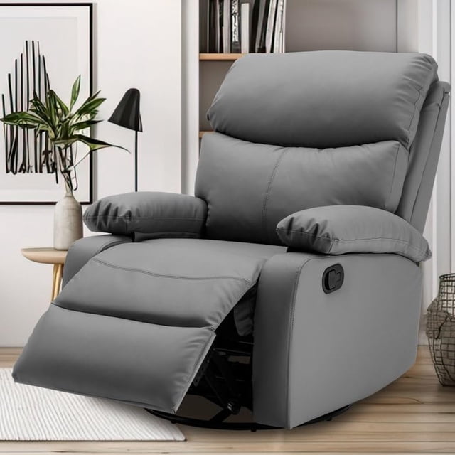 MYXSRI Mecedora reclinable giratoria, mecedora para guardería, reclinables pequeños para espacios pequeños, sala de estar, dormitorio, guardería, caravana, gris claro