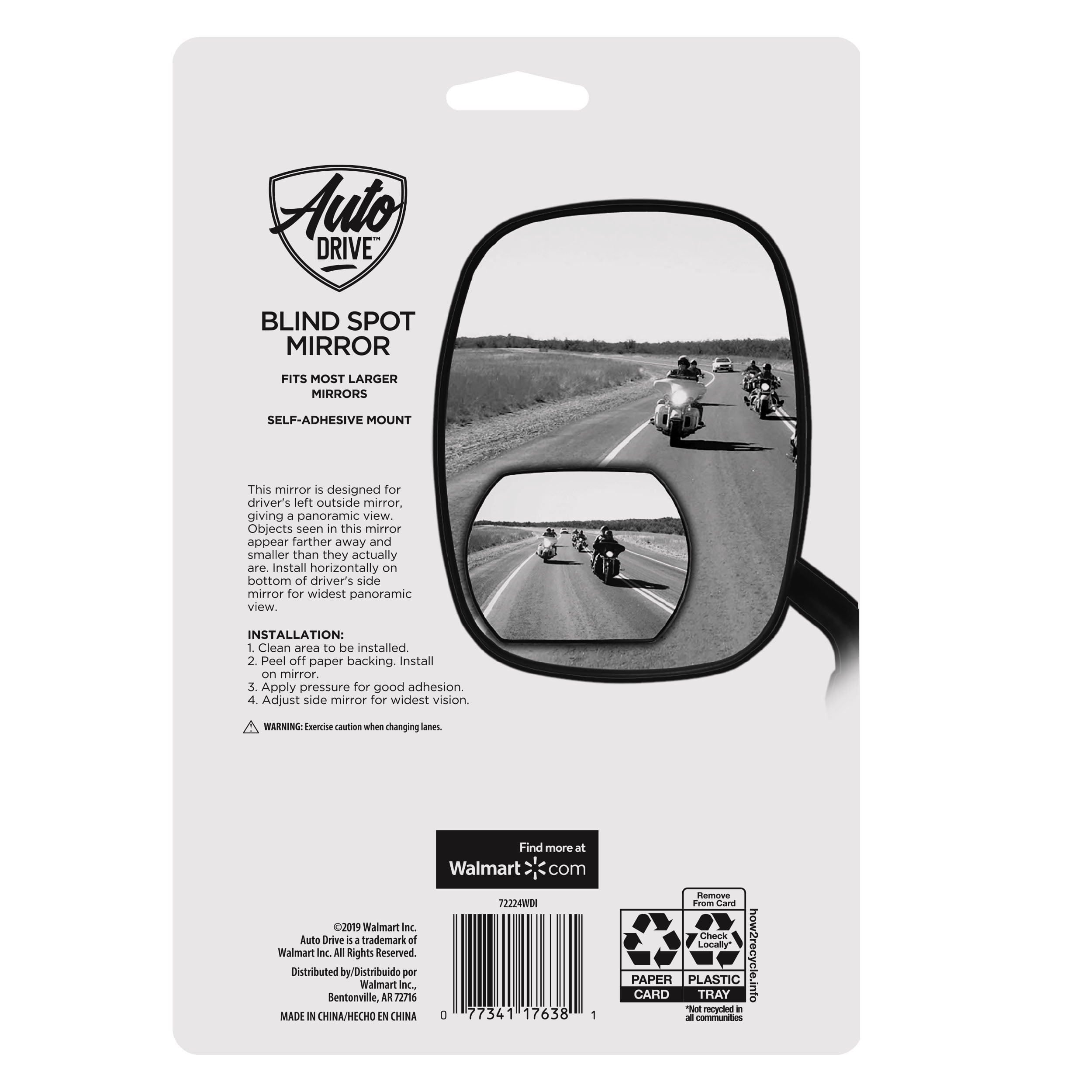 Custom Accessories 4" x 5-1/2" RV & Truck Blind Spot Mirror, Black