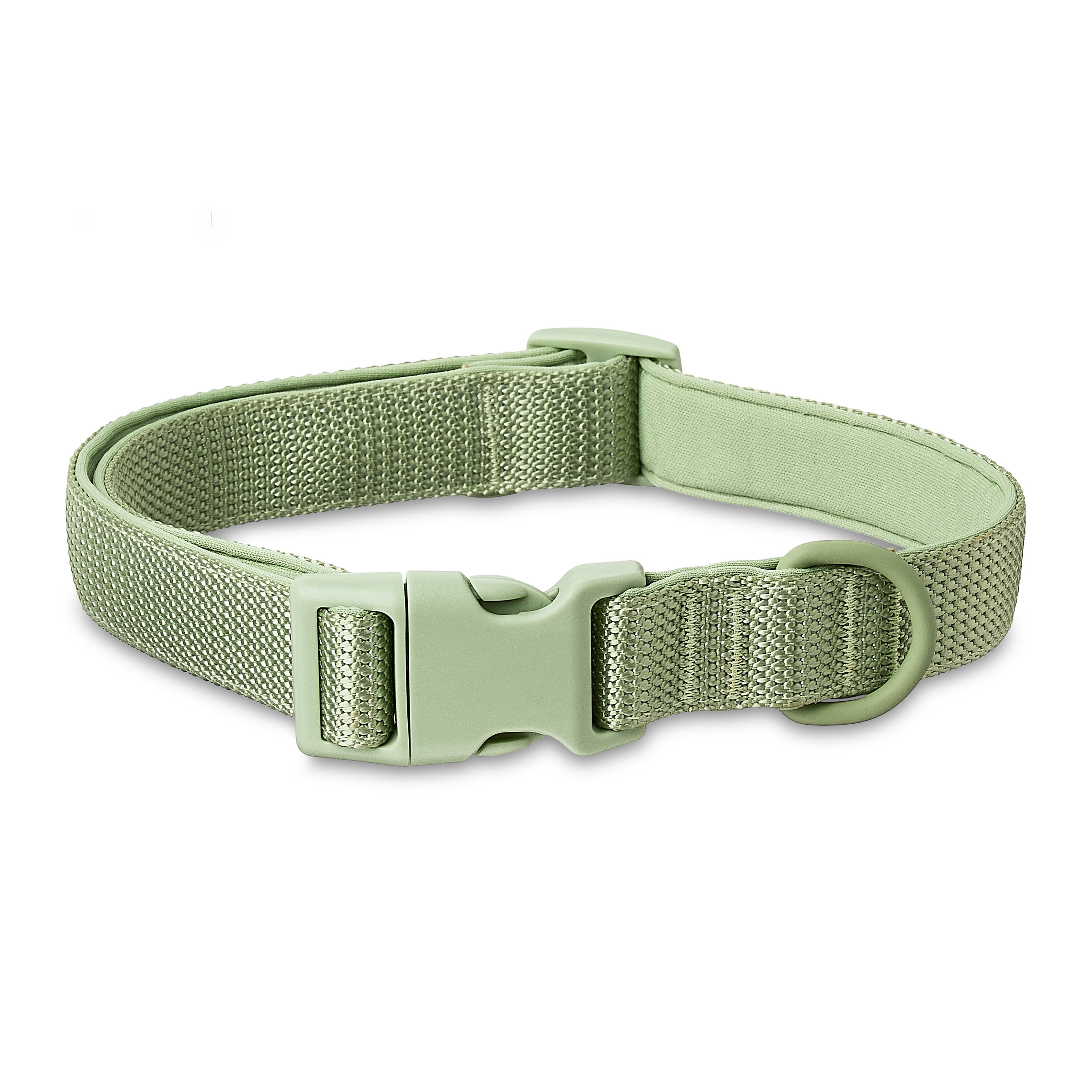 Vibrant Life Neoprene Cushioned Adjustable Dog Collar Large and 6ft Leash, Sage, Size Large