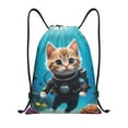 thumbnail image 1 of Gaeub Underwater Diving Cat Drawstring Backpack Bag Sport Gym Sackpack Heavy Duty String Backpack for Men Women-Medium, 1 of 6