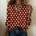 thumbnail image 5 of Ashirexll Womens Long Sleeve Tops Polka Dots Print Satin Button Front Collared Casual Style Long Sleeve Shirt Top, 5 of 5