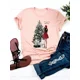 thumbnail image 1 of Camiseta de manga corta para mujer, ropa con estampado de árbol de gato encantador, camisetas gráficas básicas de moda de Año Nuevo, 1 of 5