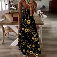 thumbnail image 3 of Ovticza Summer Dresses for Women 2024 Spaghetti Strap Sleeveless Maxi Dresses V Neck a Line Womens Summer Dresses Long Floral Women Sundresses Yellow 2XL, 3 of 5