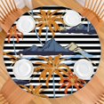 thumbnail image 2 of Exotic Palm Tree Fitted Table Cover Waterproof Elastic Edge Round Tablecloth for Coastal Paradise Dining, 2 of 7