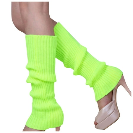 

QWERTYU Thick Warm Cozy Soft Leg Warmers Winter Knitted Boot Cuffs Boot Cuffs Boots Socks Socks for Women Fluorescent Green One Size