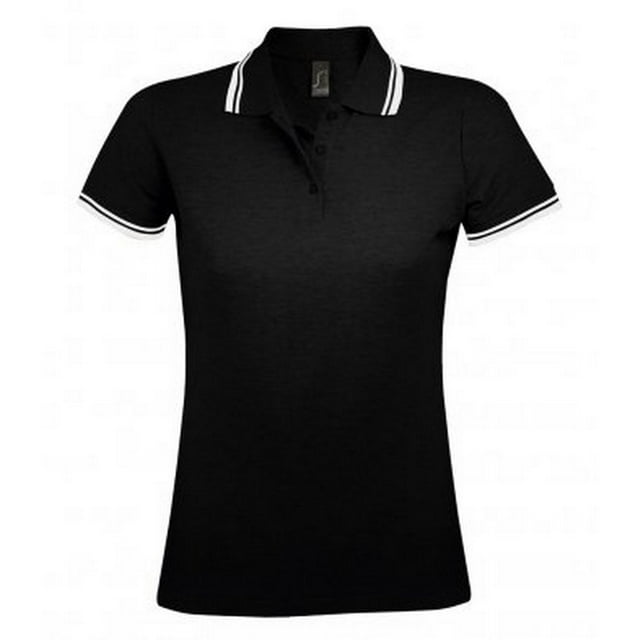 SOLS Womens Pasadena Tipped Short Sleeve Pique Polo Shirt