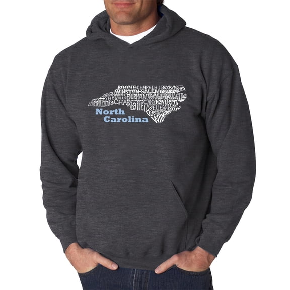 LA Pop Art Men's Word Art Hooded Sweatshirt - North Carolina