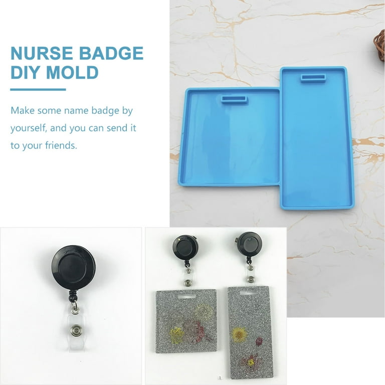 Tag Mold Set Square Resin Tuile Molds Silicone DIY Accessory Epoxy Badge  Reel for Name Hand Nurse Work 