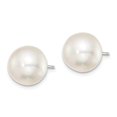 thumbnail image 2 of FB Jewels Sterling Silver 11-12mm White FW Cultured Button Pearl Stud Ear, 2 of 3