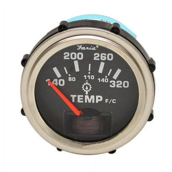 Faria Boat Temperature Gauge GP0630A | 2 Inch Silver Black