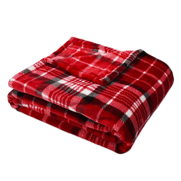 Tirrinia Buffalo Plaid Fleece Blankets for Beds, Super Soft Warm Comfy Flannel Fleece for Bedding, Couch Cabin Throw, Decorative Blanket, Plaid Red, 50" x 60"