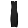 thumbnail image 4 of Wedding Guest Dresses for Women,Clearance Women's Fashion Summer Sleeveless Solid V-Neck Pocket Long Dress Sleeveless V-Neck Dress, 4 of 5