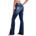thumbnail image 4 of adaychics Women Flare Jeans Embroidered High Waisted Bell Bottom Jeans Trendy Fitted Flattering Denim Pants for Dating, 4 of 8