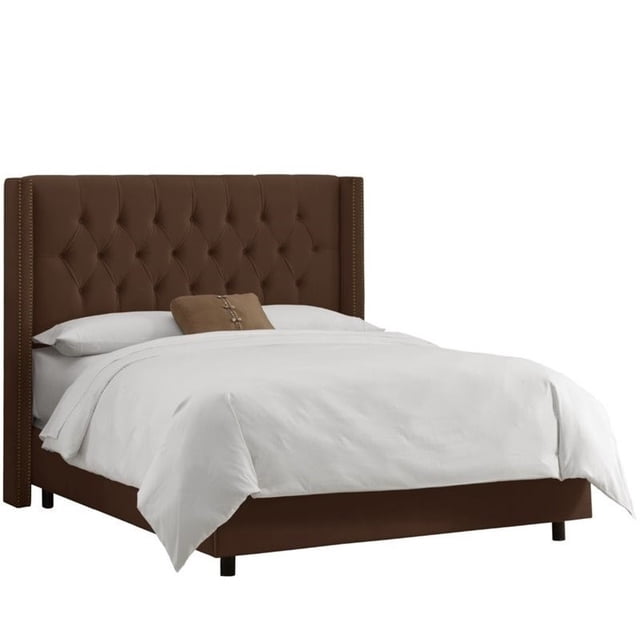 Skyline Upholstered Diamond Nail California King Bed in Chocolate