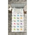thumbnail image 3 of Ambesonne Cartoon Quilted Bedspread Set 2 Pcs, Colorful Fun Elephants, Twin Size, Multicolor, 3 of 3