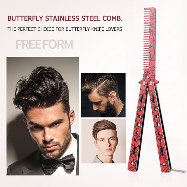 Peine Cortador de entrenamiento de mariposa plegable, peine para el pelo, herramienta de práctica para campamento al aire libre (B)