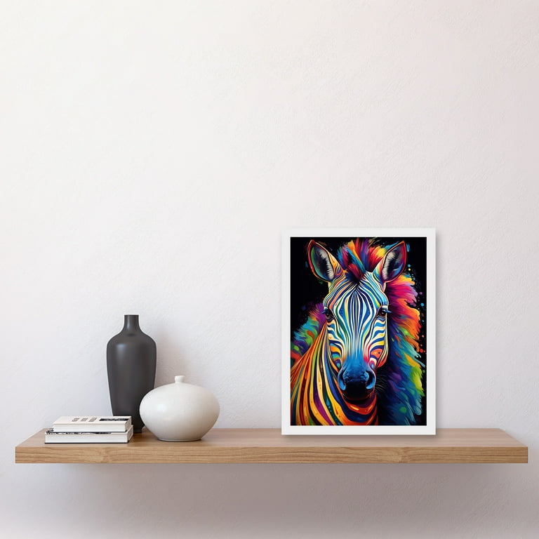 Rainbow Striped Zebra Colourful Vibrant Bold Psychedelic Rainbow Striped Zebra Colourful Vibrant Bold Psychedelic