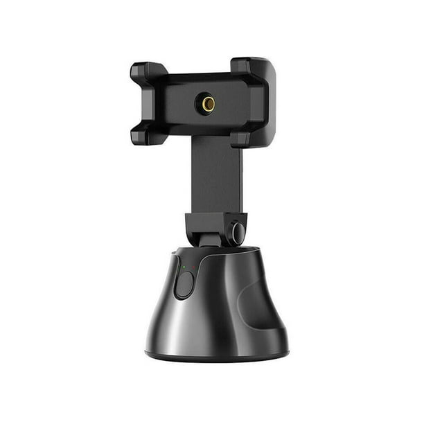 Inteprter Titular de disparo inteligente de seguimiento automático Soporte de cámara de teléfono celular de rotación de 360 grados Accesorios de cámara y óptica Negro
