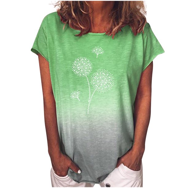 Blusa de manga corta con estampado de cuello redondo informal para mujer a la moda, Tops de verano Fridja ghk4467